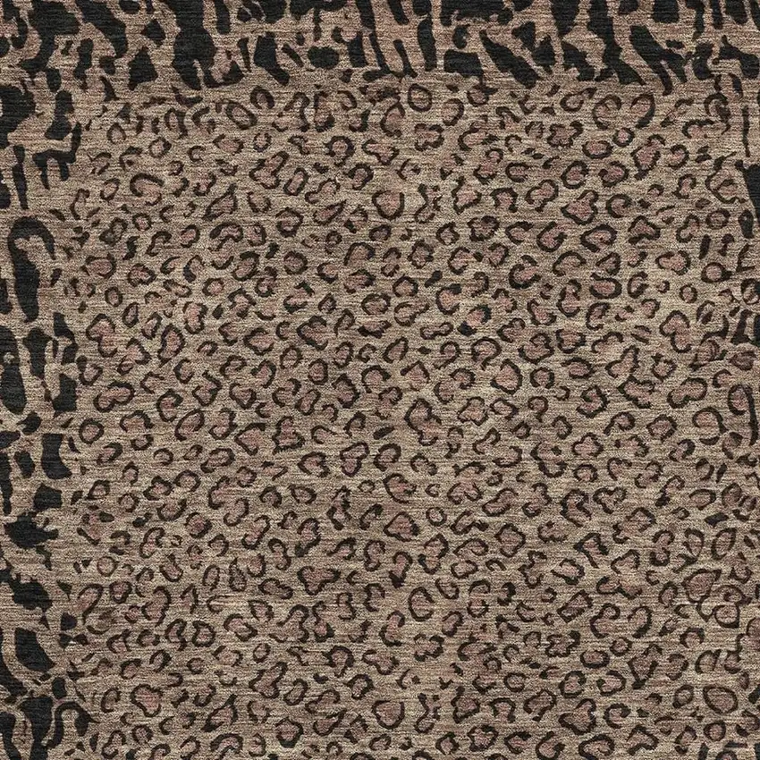 Brown And Black Animal Print Washable Area Rug With UV Protection Photo 2