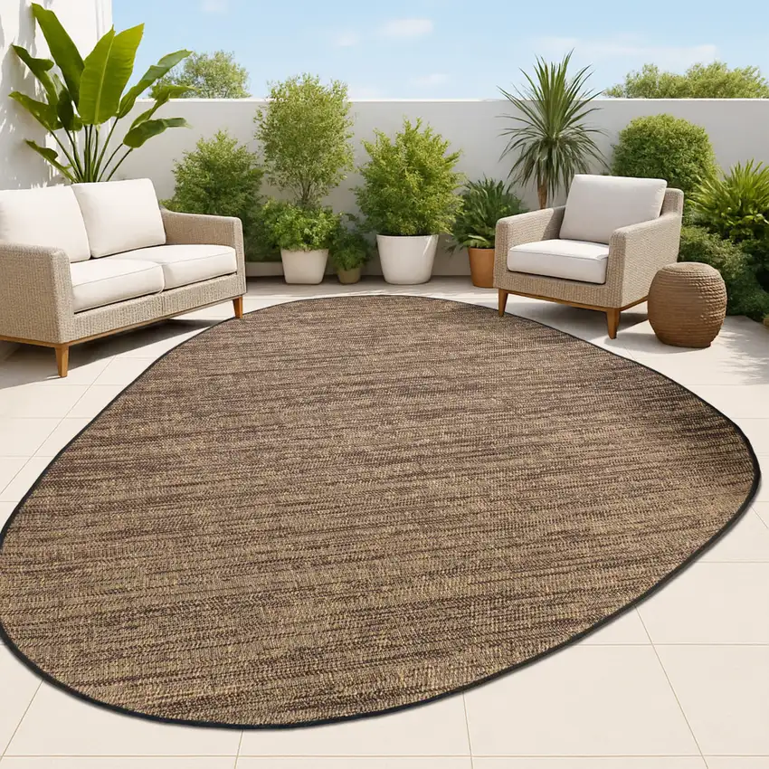 Brown And Black Medallion Indoor Outdoor Area Rug Photo 4