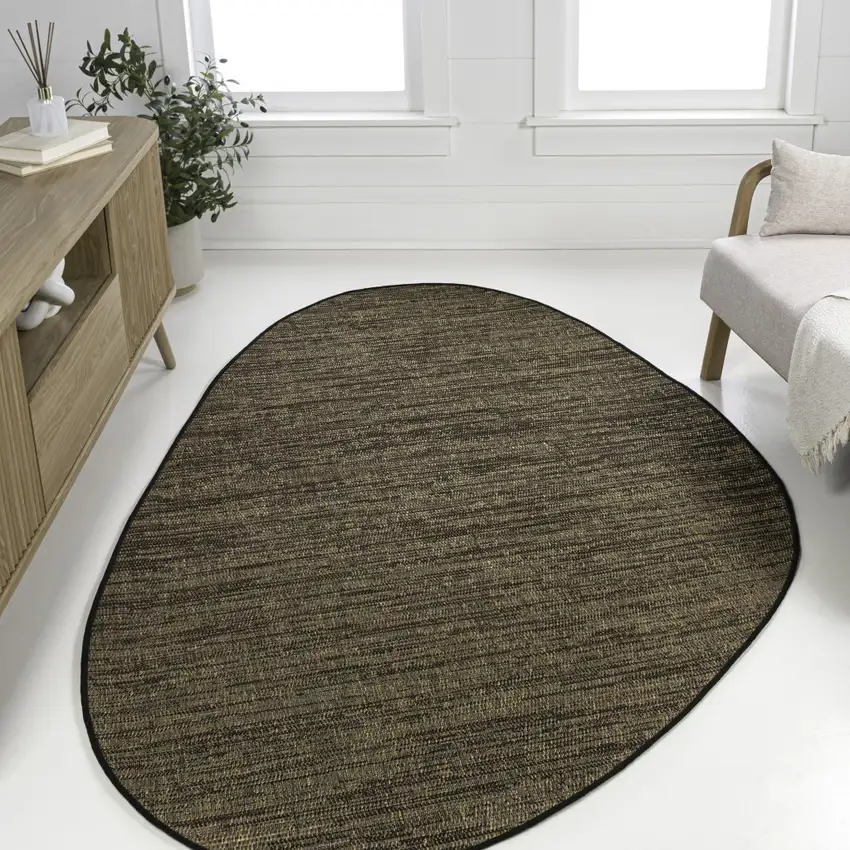 Brown And Black Medallion Indoor Outdoor Area Rug Photo 5