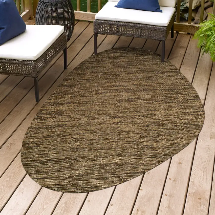 Brown And Black Medallion Indoor Outdoor Area Rug Photo 9