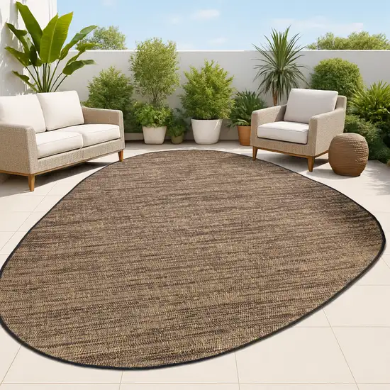 Brown And Black Medallion Indoor Outdoor Area Rug Photo 4