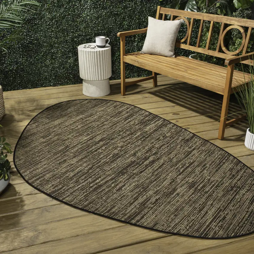 Brown And Black Medallion Indoor Outdoor Area Rug Photo 8