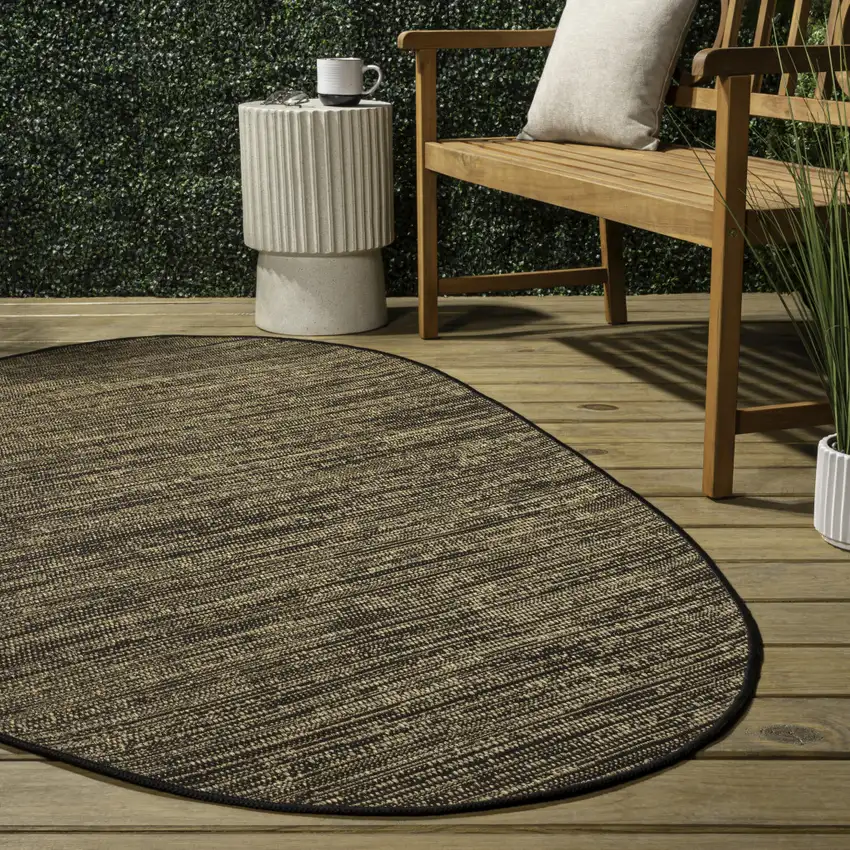 Brown And Black Medallion Indoor Outdoor Area Rug Photo 7