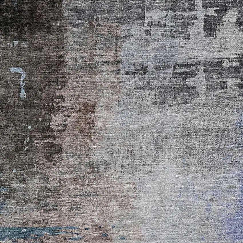 Brown And Blue Abstract Washable Area Rug With UV Protection Photo 7