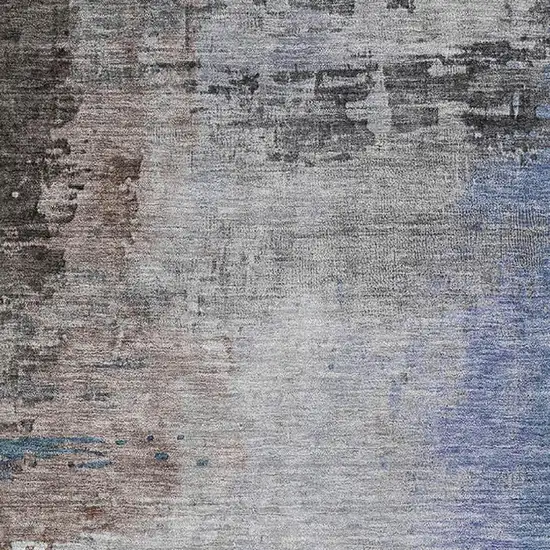 Brown And Blue Abstract Washable Area Rug With UV Protection Photo 3