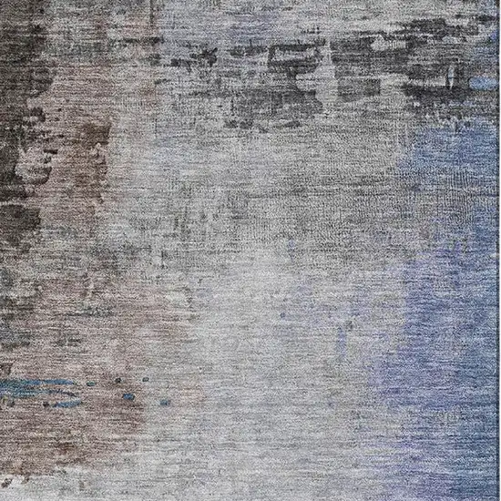 Brown And Blue Abstract Washable Area Rug With UV Protection Photo 3