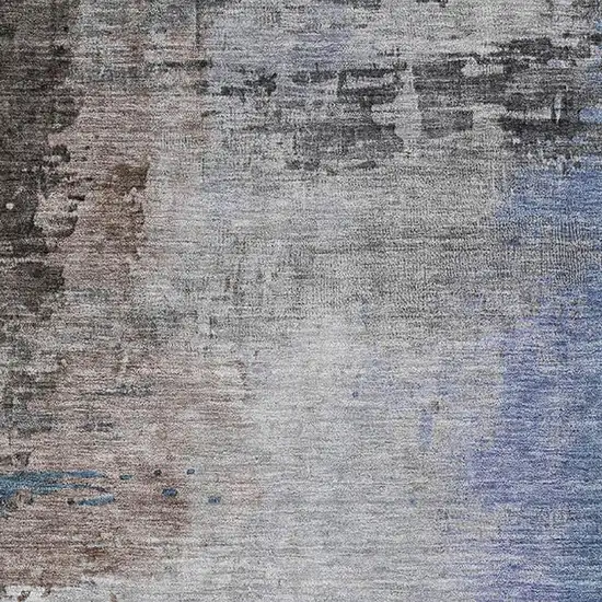 Brown And Blue Abstract Washable Area Rug With UV Protection Photo 7