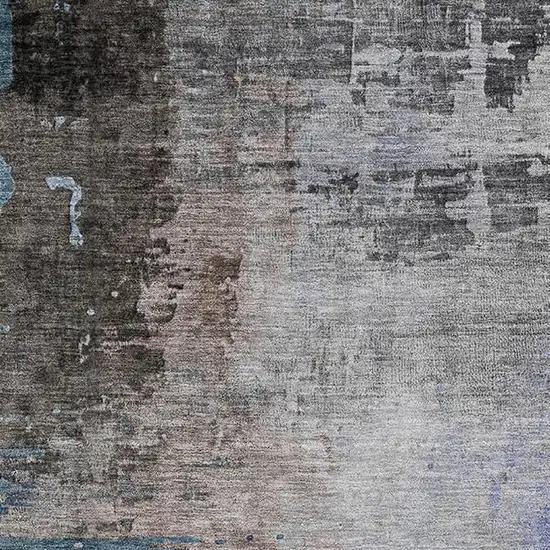 Brown And Blue Abstract Washable Area Rug With UV Protection Photo 3