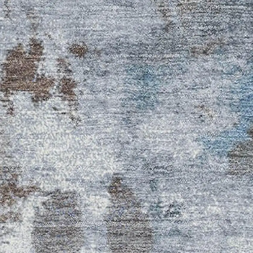 Brown And Blue Abstract Washable Area Rug With UV Protection Photo 3