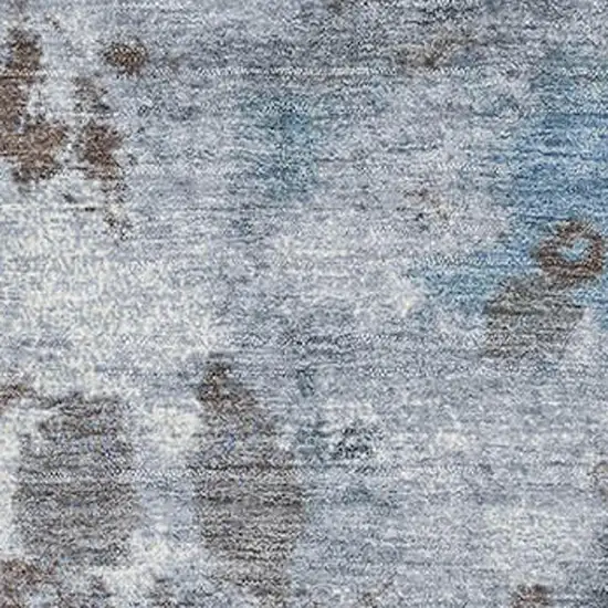 Brown And Blue Abstract Washable Area Rug With UV Protection Photo 3