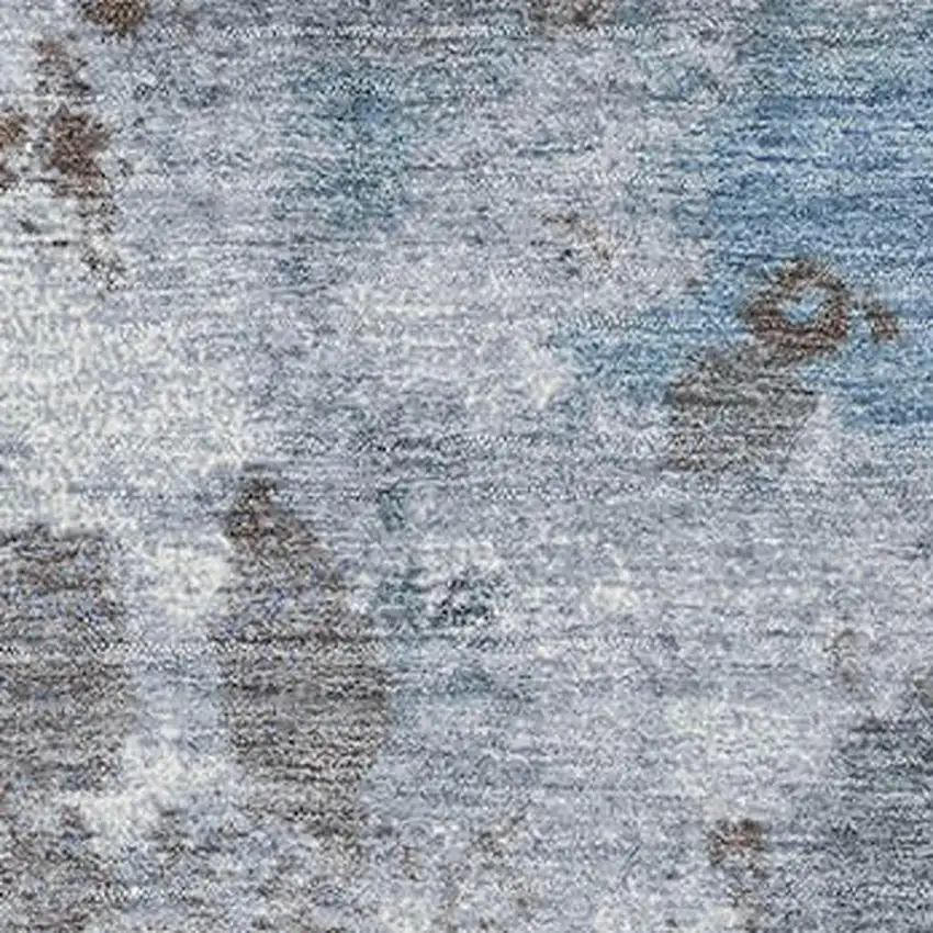 Brown And Blue Abstract Washable Area Rug With UV Protection Photo 3
