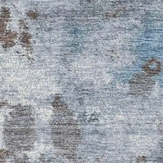 Brown And Blue Abstract Washable Area Rug With UV Protection Photo 3