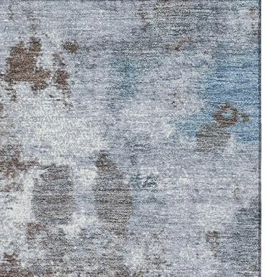 Brown And Blue Abstract Washable Area Rug With UV Protection Photo 4