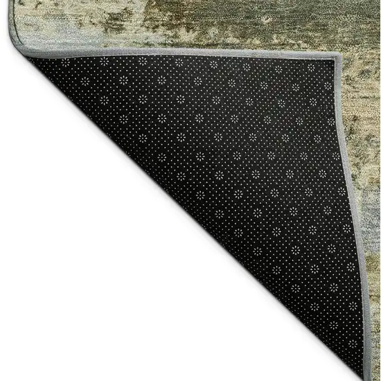 Brown And Blue Abstract Washable Indoor Outdoor Area Rug Photo 9