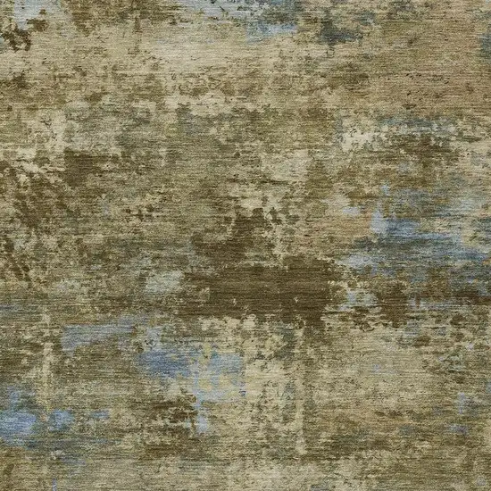 Brown And Blue Abstract Washable Indoor Outdoor Area Rug Photo 2
