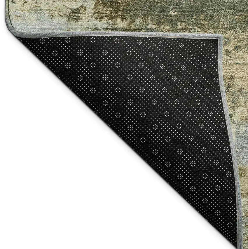 Brown And Blue Abstract Washable Indoor Outdoor Area Rug Photo 9