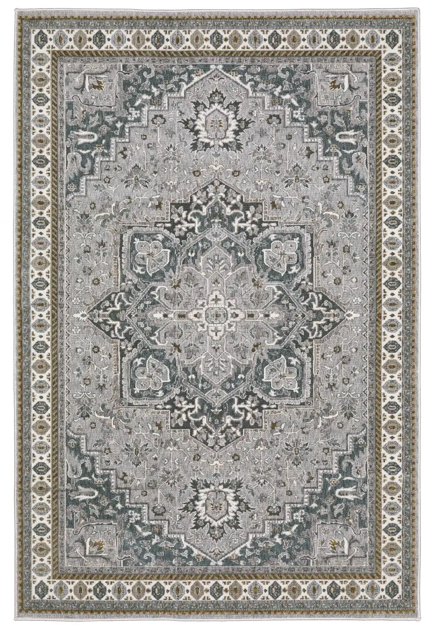 Brown And Blue Medallion Area Rug Photo 2