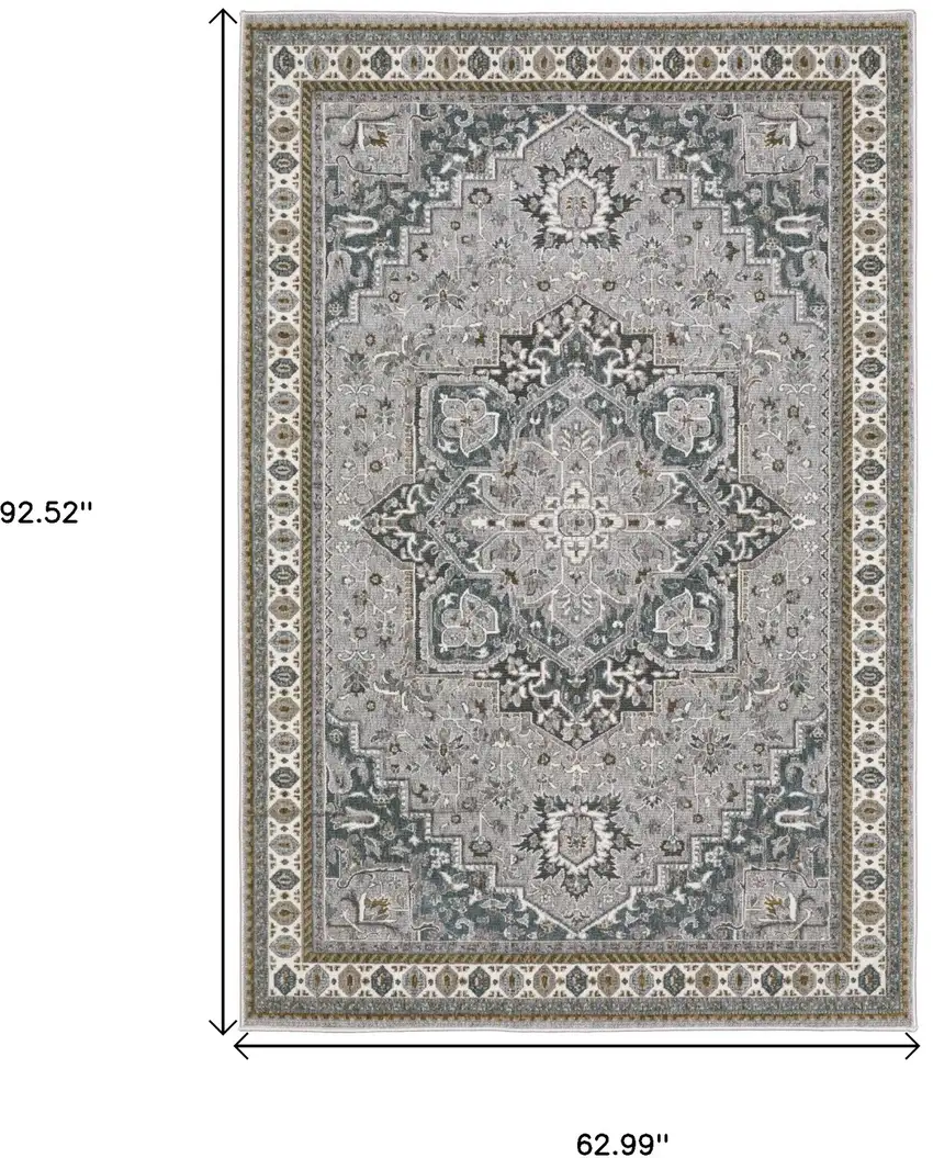 Brown And Blue Medallion Area Rug Photo 3