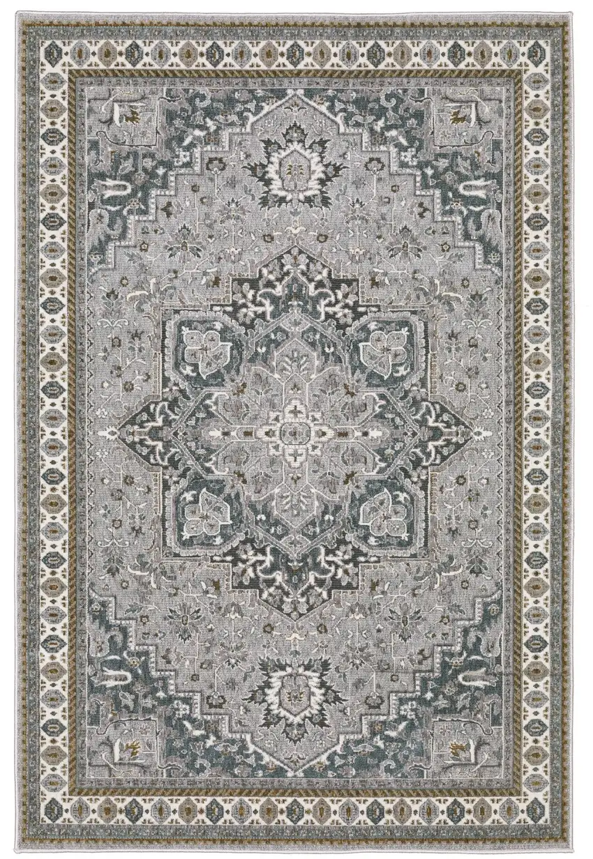 Brown And Blue Medallion Area Rug Photo 7