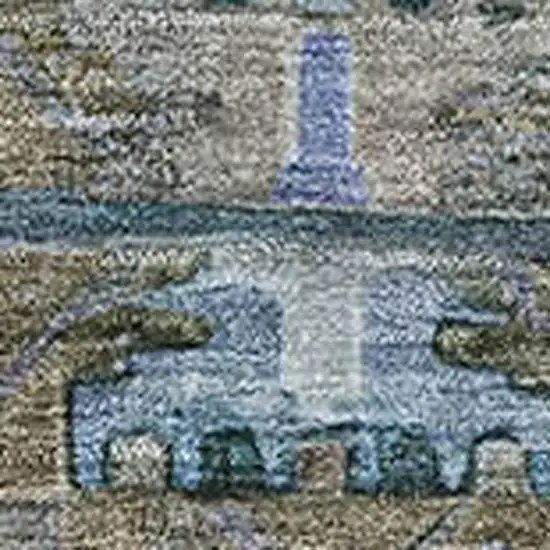 Brown And Blue Medallion Washable Area Rug With UV Protection Photo 3