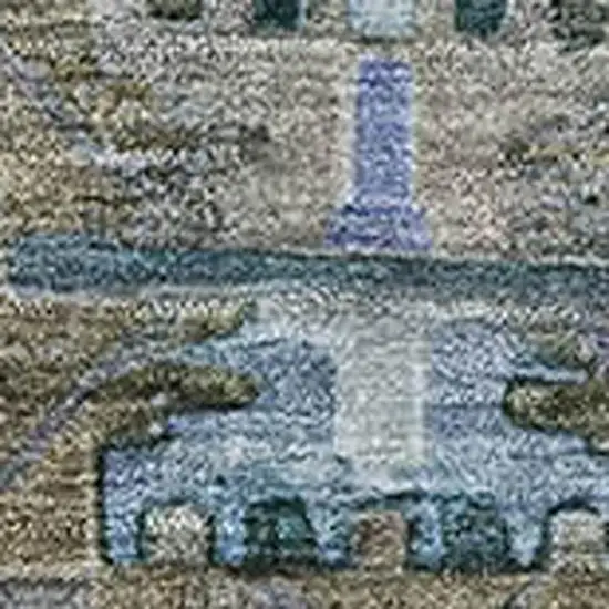 Brown And Blue Medallion Washable Area Rug With UV Protection Photo 3