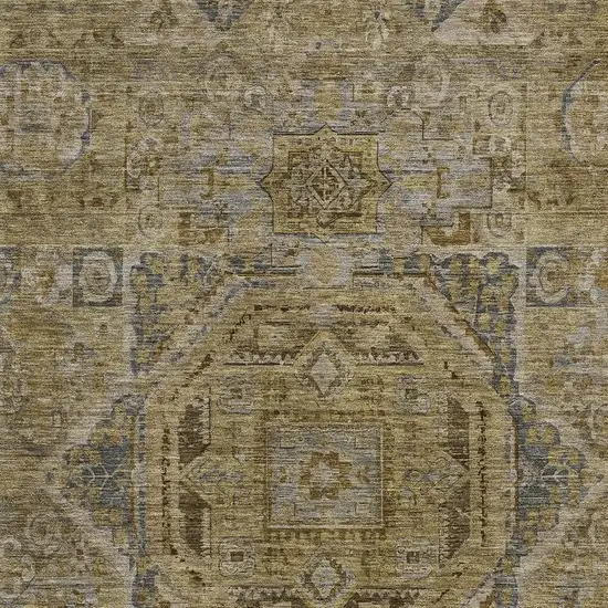 Brown And Blue Medallion Washable Indoor Outdoor Area Rug Photo 4