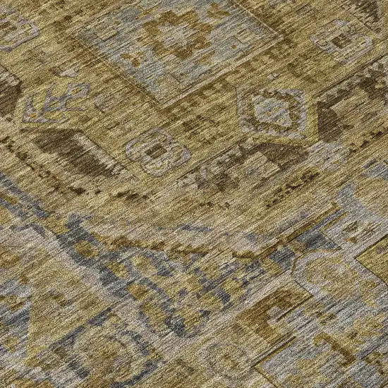 Brown And Blue Medallion Washable Indoor Outdoor Area Rug Photo 9