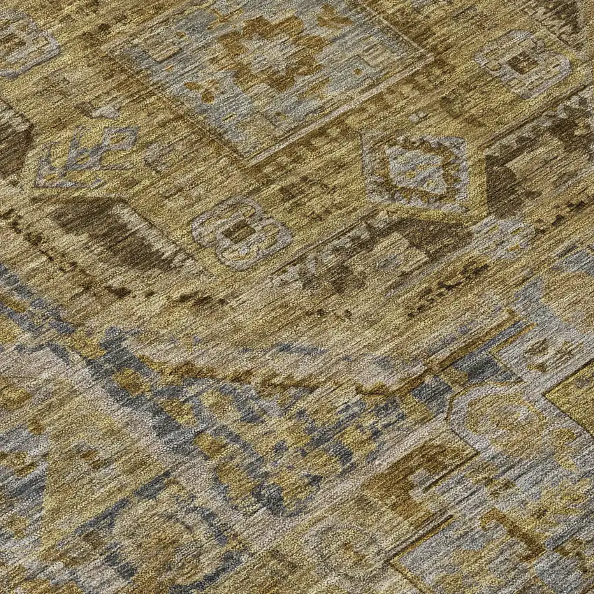 Brown And Blue Medallion Washable Indoor Outdoor Area Rug Photo 9