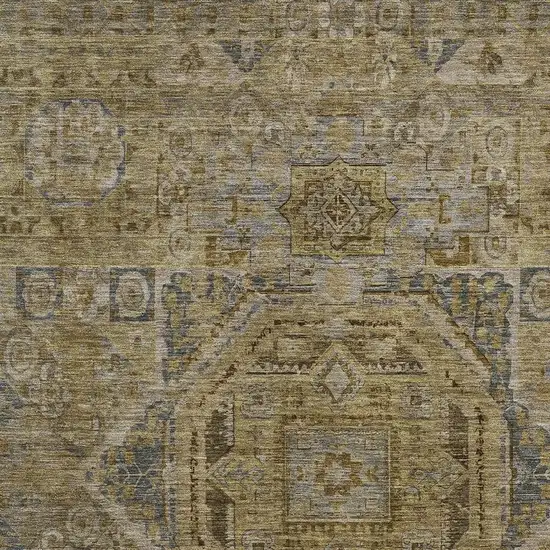 Brown And Blue Medallion Washable Indoor Outdoor Area Rug Photo 3