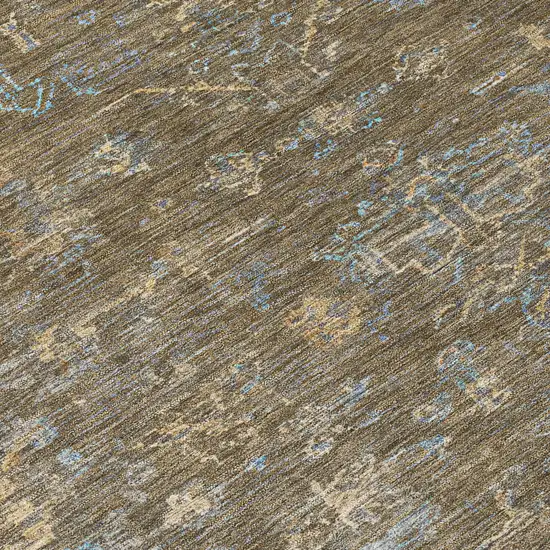 Brown And Blue Medallion Washable Indoor Outdoor Area Rug Photo 6