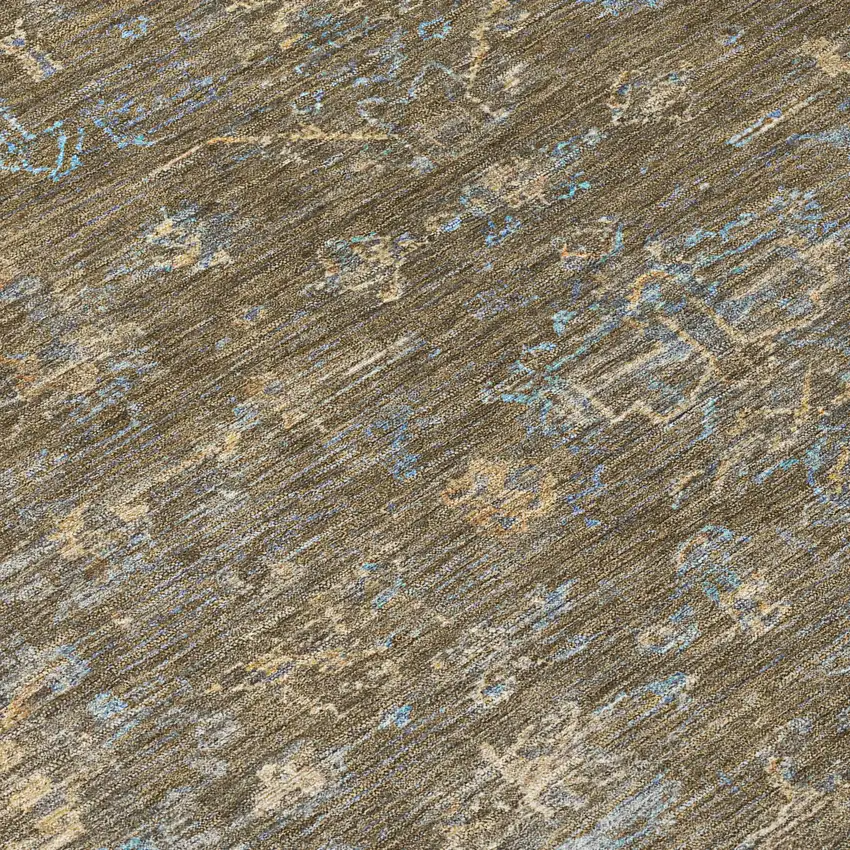 Brown And Blue Medallion Washable Indoor Outdoor Area Rug Photo 6