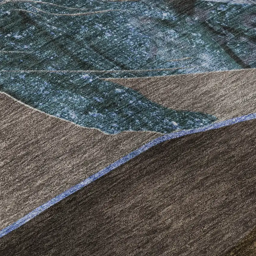 Brown And Blue Nautical Washable Area Rug With UV Protection Photo 8