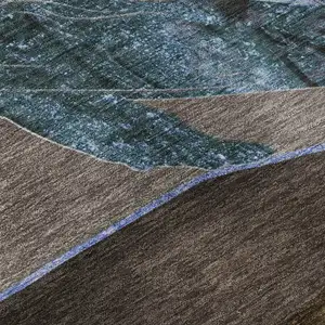 Photo of Brown And Blue Nautical Washable Area Rug With UV Protection