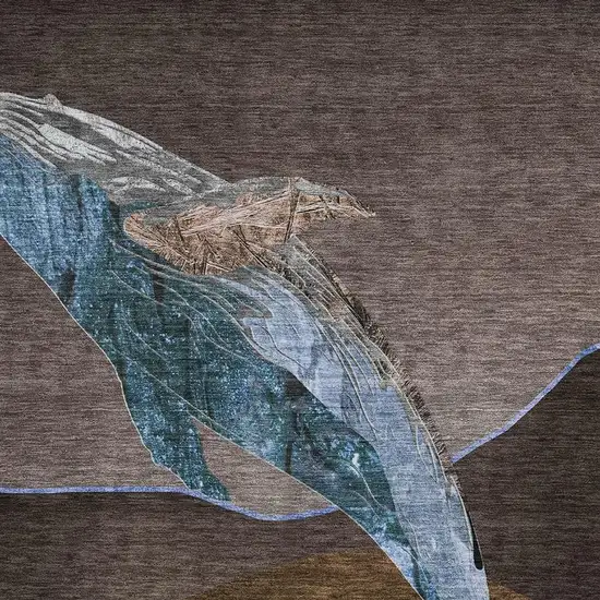 Brown And Blue Nautical Washable Area Rug With UV Protection Photo 3