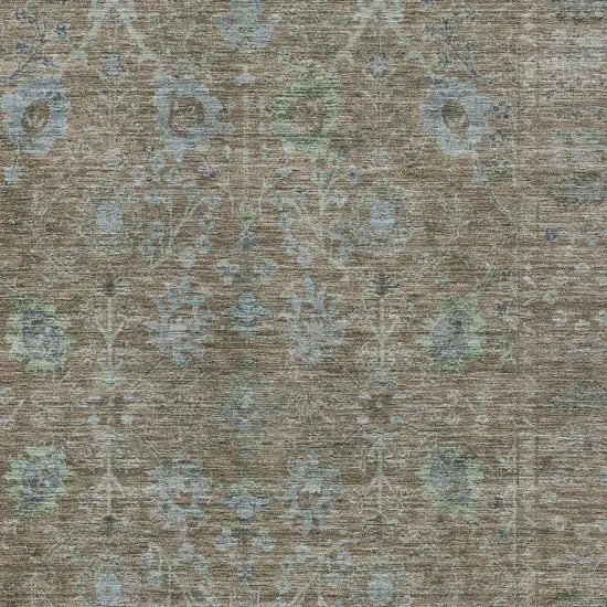 Brown And Blue Oriental Washable Indoor Outdoor Area Rug Photo 5