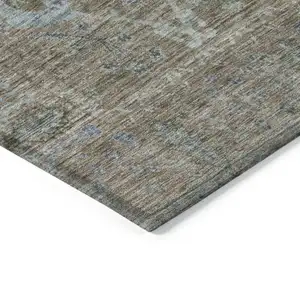 Photo of Brown And Blue Oriental Washable Indoor Outdoor Area Rug