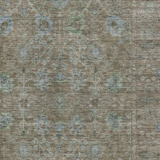 Brown And Blue Oriental Washable Indoor Outdoor Area Rug Photo 5