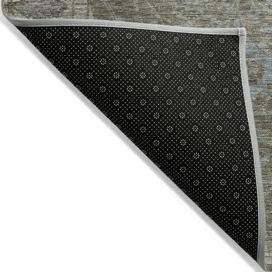 Brown And Blue Oriental Washable Indoor Outdoor Area Rug Photo 3