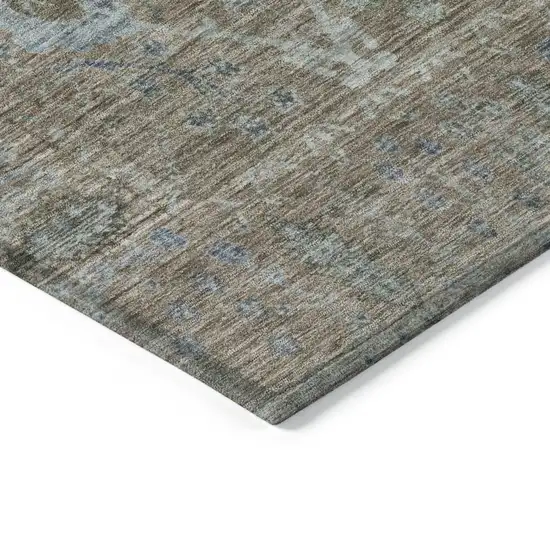 Brown And Blue Oriental Washable Indoor Outdoor Area Rug Photo 4
