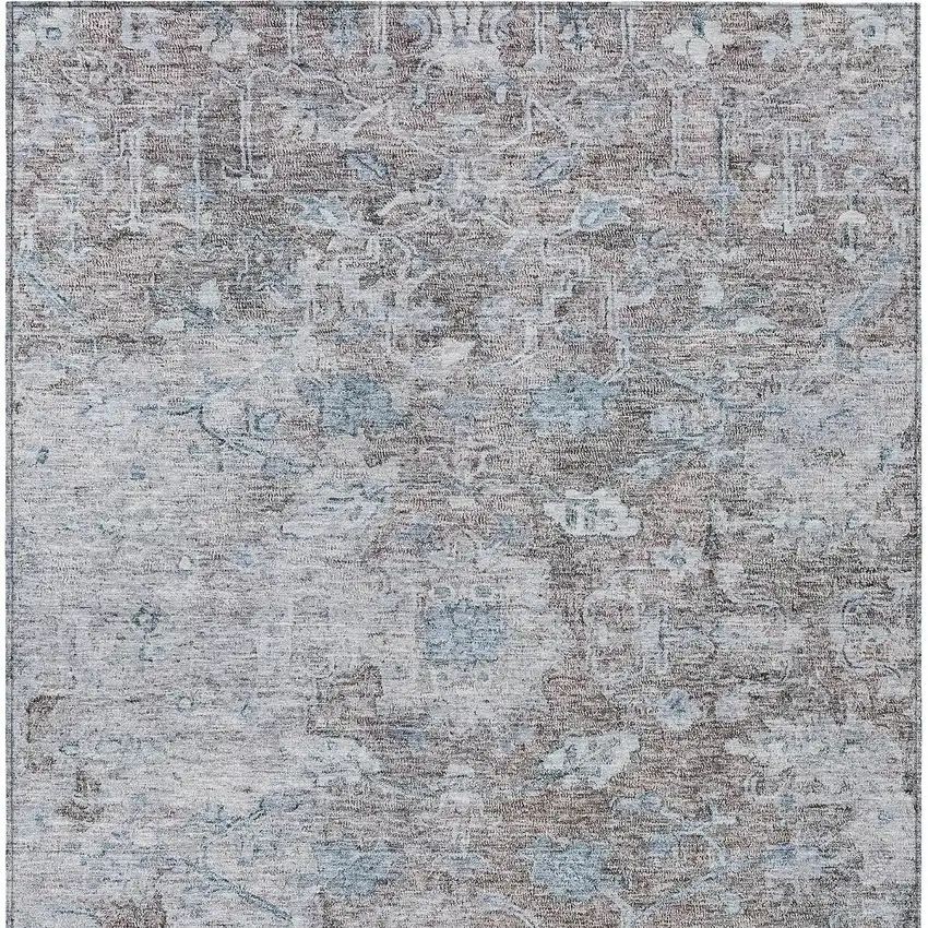 Brown And Blue Oriental Washable Indoor Outdoor Area Rug Photo 5