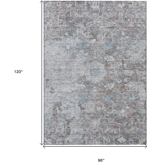 Brown And Blue Oriental Washable Indoor Outdoor Area Rug Photo 3