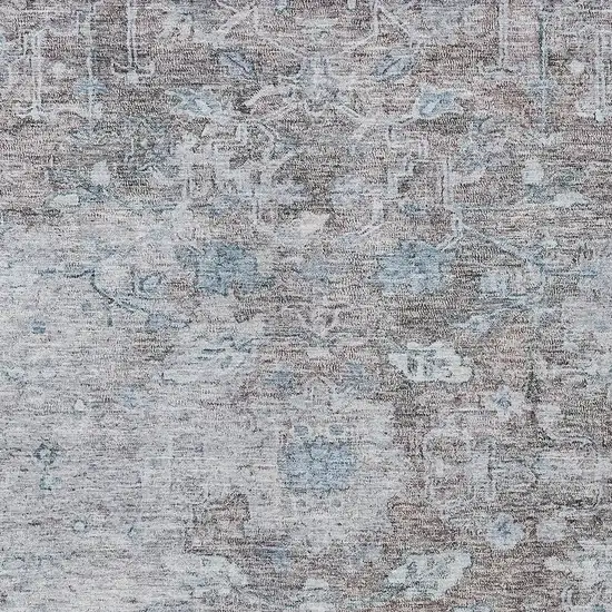 Brown And Blue Oriental Washable Indoor Outdoor Area Rug Photo 6