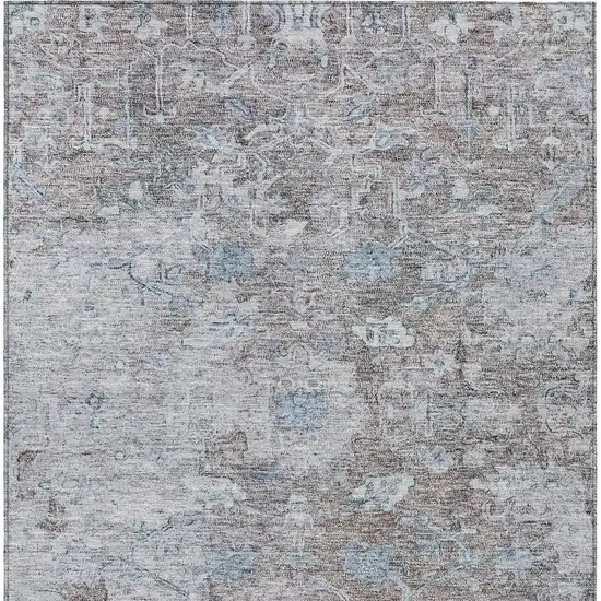 Brown And Blue Oriental Washable Indoor Outdoor Area Rug Photo 6