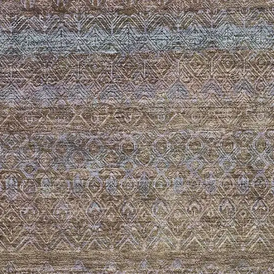 Brown And Blue Striped Washable Area Rug With UV Protection Photo 3