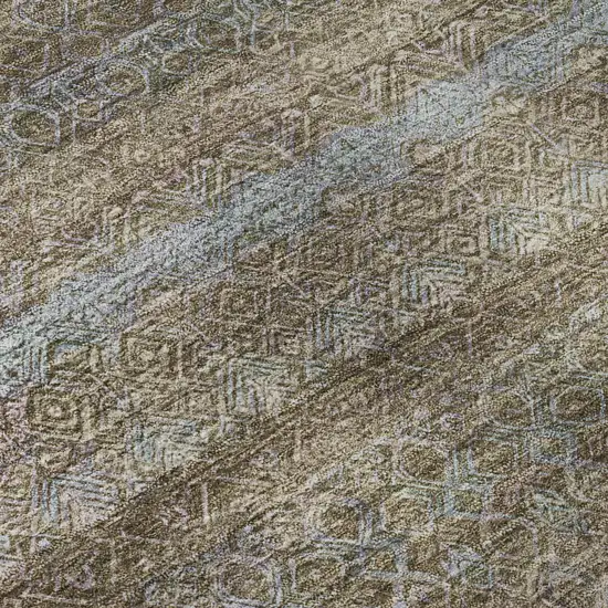 Brown And Blue Striped Washable Area Rug With UV Protection Photo 7