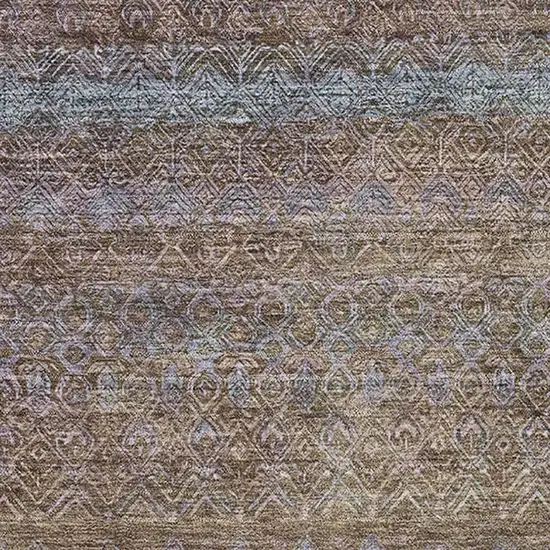 Brown And Blue Striped Washable Area Rug With UV Protection Photo 3