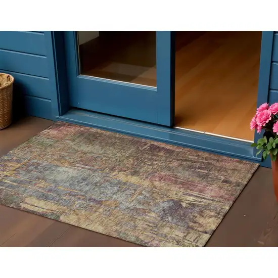 Brown And Blush Abstract Washable Indoor Outdoor Area Rug Photo 1