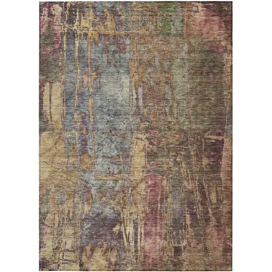 Brown And Blush Abstract Washable Indoor Outdoor Area Rug Photo 5
