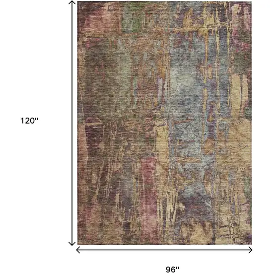 Brown And Blush Abstract Washable Indoor Outdoor Area Rug Photo 3
