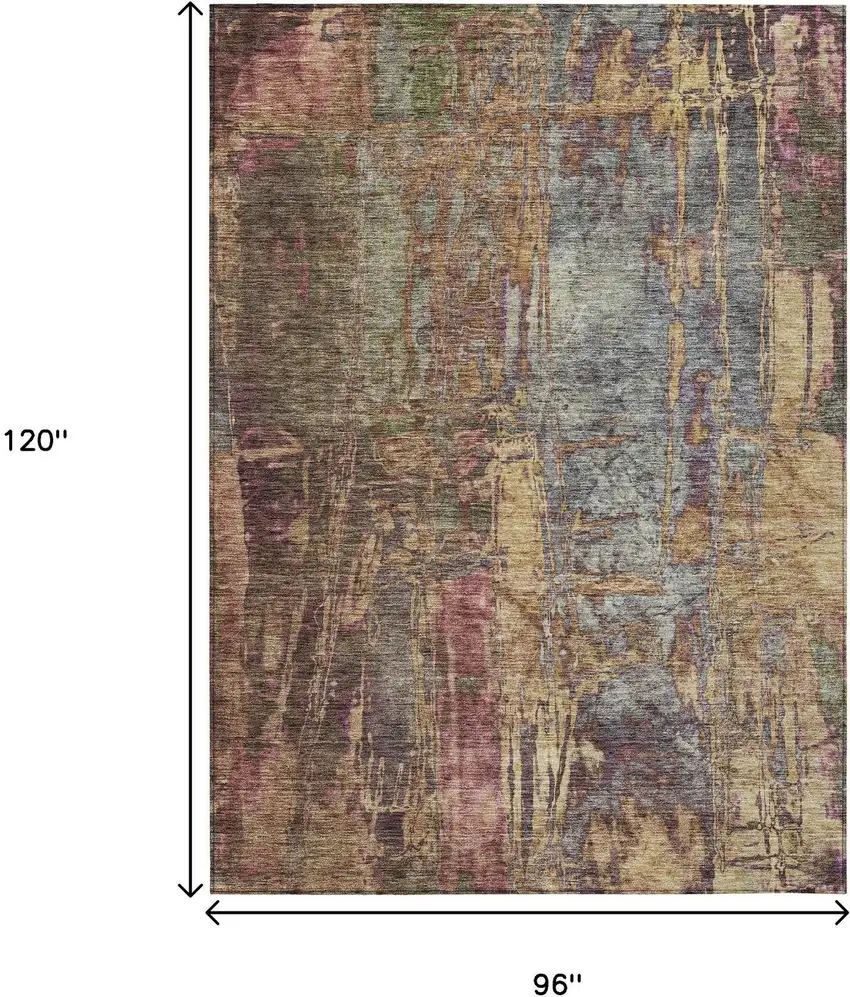 Brown And Blush Abstract Washable Indoor Outdoor Area Rug Photo 3
